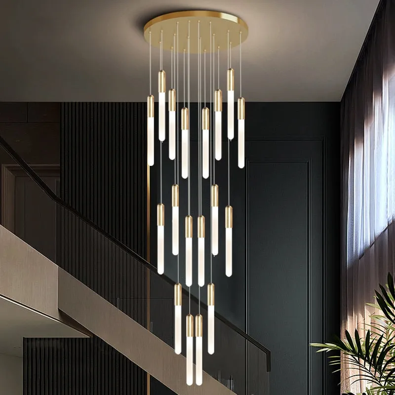 YLK Stick - LED Chandelier For Staircase Gold/Black Long Modern Luxury lamp