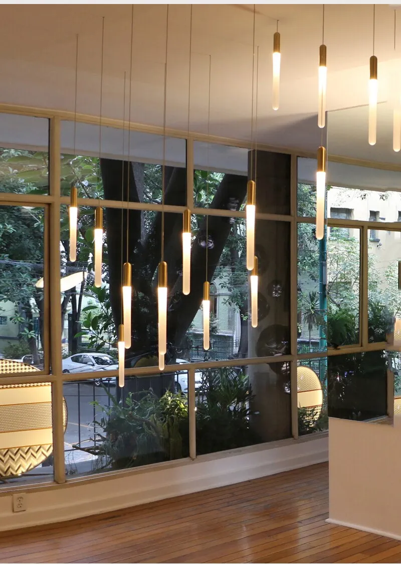 YLK Stick - LED Chandelier For Staircase Gold/Black Long Modern Luxury lamp