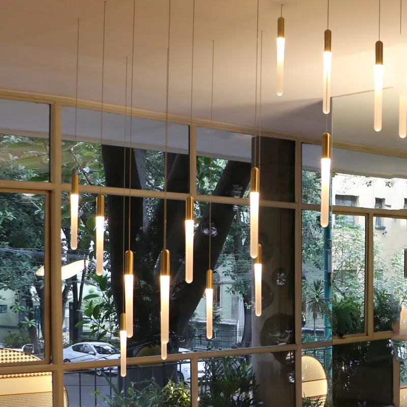 YLK Stick - LED Chandelier For Staircase Gold/Black Long Modern Luxury lamp