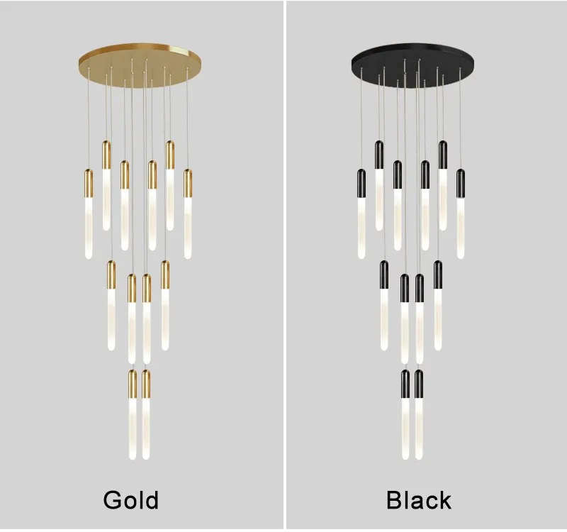 YLK Stick - LED Chandelier For Staircase Gold/Black Long Modern Luxury lamp