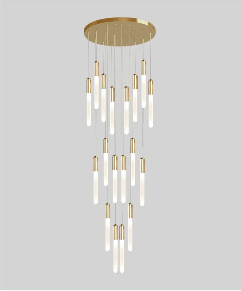 YLK Stick - LED Chandelier For Staircase Gold/Black Long Modern Luxury lamp